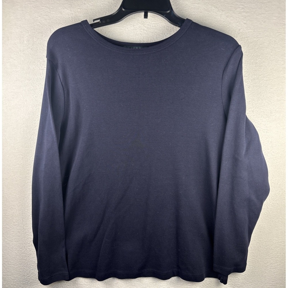 LRL Lauren Ralph Lauren Women's Long Sleeved Logo Pullover Shirt Navy 1x XL - Picture 2 of 9